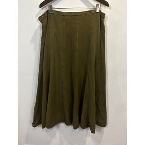 Green Linen-Looking A-Line Midi Skirt - M but fits like a L/XL